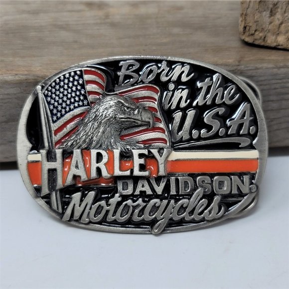 Harley Davidson Belt Buckle Born In USA 1991 Baron - Picture 6 of 7